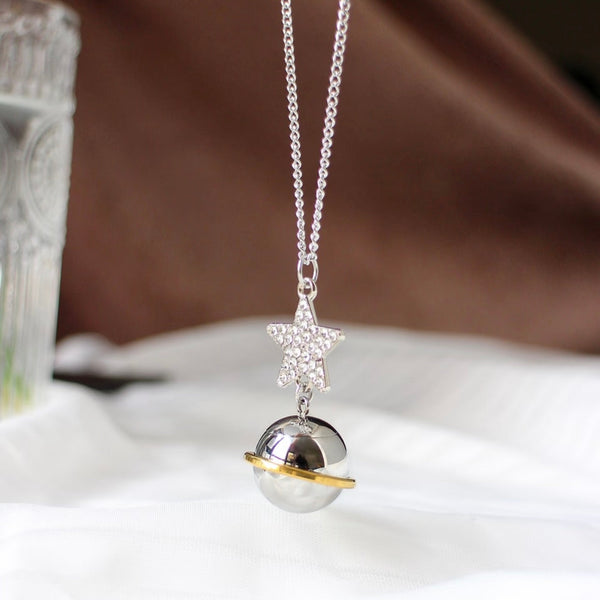 Pet Memorial Keepsake Necklace-Celestial Star & Planet Design for Fur, Ashes or Notes