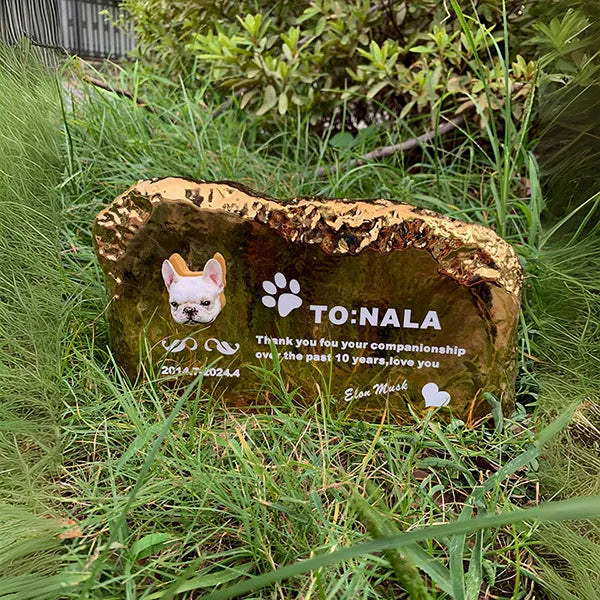 Pet Memorial Headstone & Urn – Personalized Ceramic Keepsake with Pet Portrait & Engraving