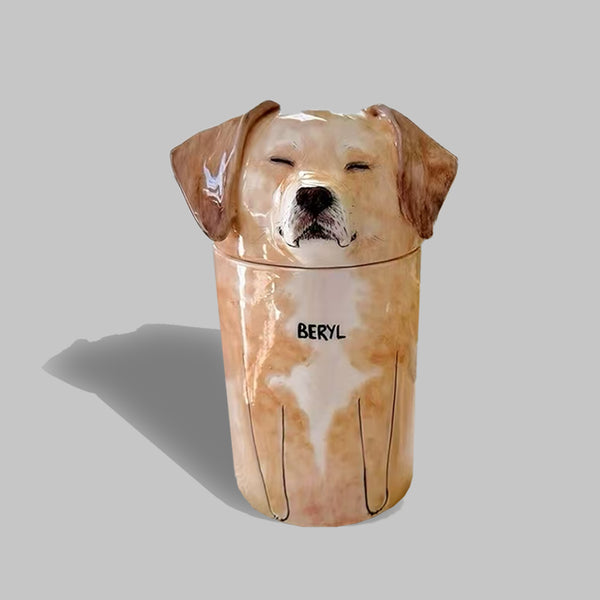 Dog Ashes Urn-Personalized Dog Portrait Urn in Ceramic